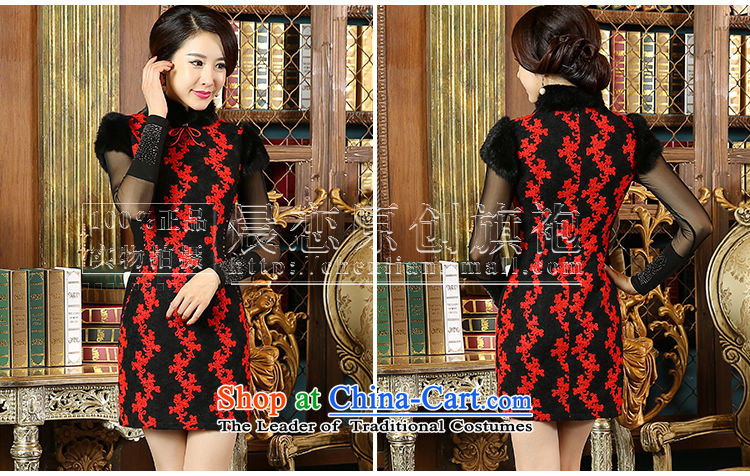 Morning land for winter 2015 new rabbit hair thick hair a retro style Tang dynasty women daily cheongsam dress red XXXL picture, prices, brand platters! The elections are supplied in the national character of distribution, so action, buy now enjoy more preferential! As soon as possible.