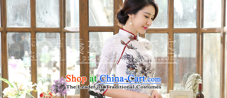 Morning new qipao land long-sleeved short of 2015 retro improved stylish herbs extract silk CHINESE CHEONGSAM Water Light Gray Ink M picture, prices, brand platters! The elections are supplied in the national character of distribution, so action, buy now enjoy more preferential! As soon as possible.