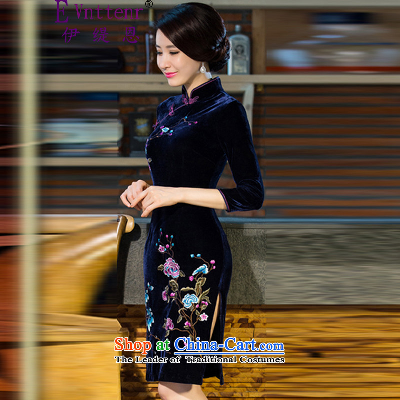 Iran and isle of 2015 autumn and winter new moms long sleeves in improved retro Kim scouring pads qipao skirt purple XXL, Iran and Eun (evnttenr) , , , shopping on the Internet