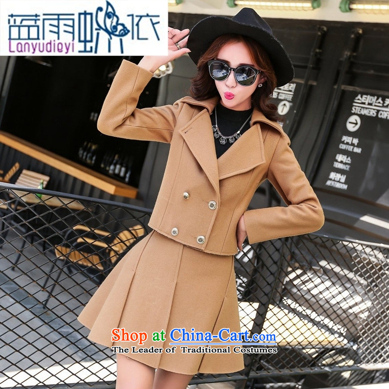 Ya-ting shop 2015 winter clothing Korean women's gross? dress with two kits with gross for card BYJLY8539 its blue rain butterfly to XL, , , , shopping on the Internet