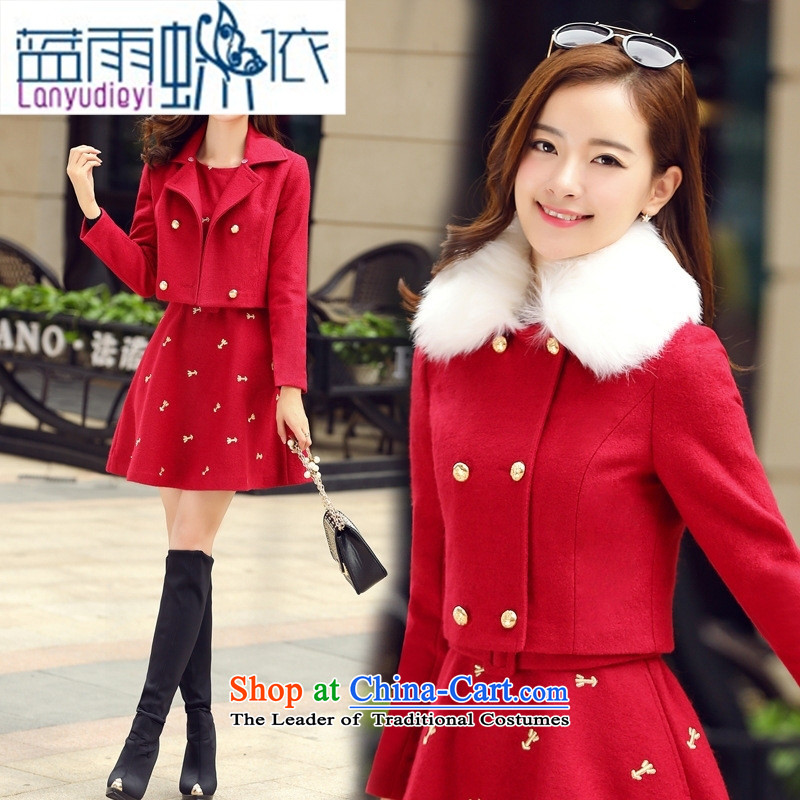 Ya-ting shop 2015 winter clothing Korean women's gross? dress with stylish two kits BYJLY8538 gross blue and green collar XXL, blue rain butterfly according to , , , shopping on the Internet