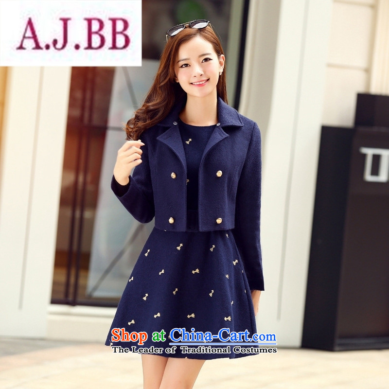 Ms Rebecca Pun stylish shops 2015 winter clothing Korean women's gross? dress with stylish two kits BYJLY8538 gross blue and green collar XXL,A.J.BB,,, shopping on the Internet