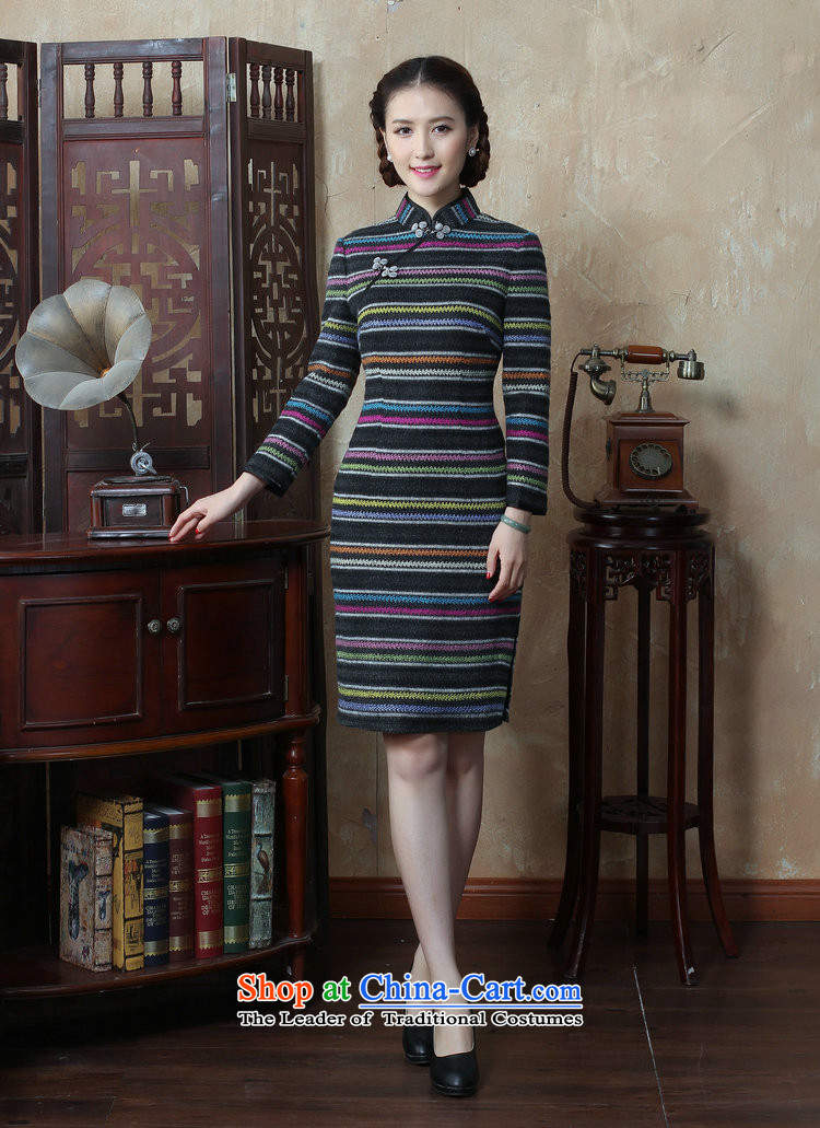 Dan 2015 autumn and winter smoke female Chinese Disc detained streaks wool? long-sleeved qipao cheongsam dress improved Sau San retro 3XL color image as shown in figure, prices, brand platters! The elections are supplied in the national character of distribution, so action, buy now enjoy more preferential! As soon as possible.