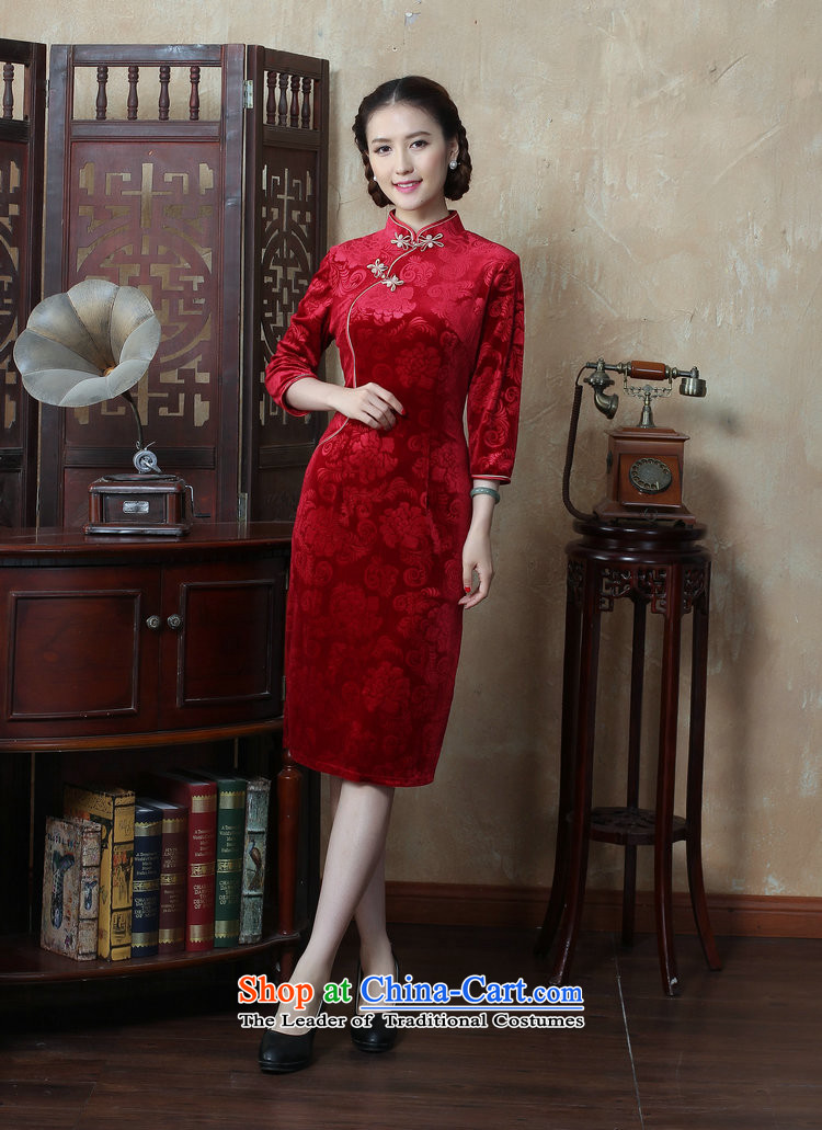 Floral autumn and winter new Chinese women's Mock-neck 7 cuff scouring pads qipao Sau San improvement long cheongsam dress figure color M brand, prices, picture platters! The elections are supplied in the national character of distribution, so action, buy now enjoy more preferential! As soon as possible.