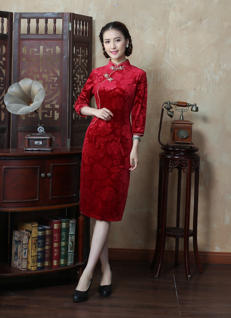 Dan smoke autumn and winter new Chinese women's Mock-neck 7 cuff scouring pads qipao Sau San improvement long cheongsam dress figure color M brand, prices, picture platters! The elections are supplied in the national character of distribution, so action, buy now enjoy more preferential! As soon as possible.