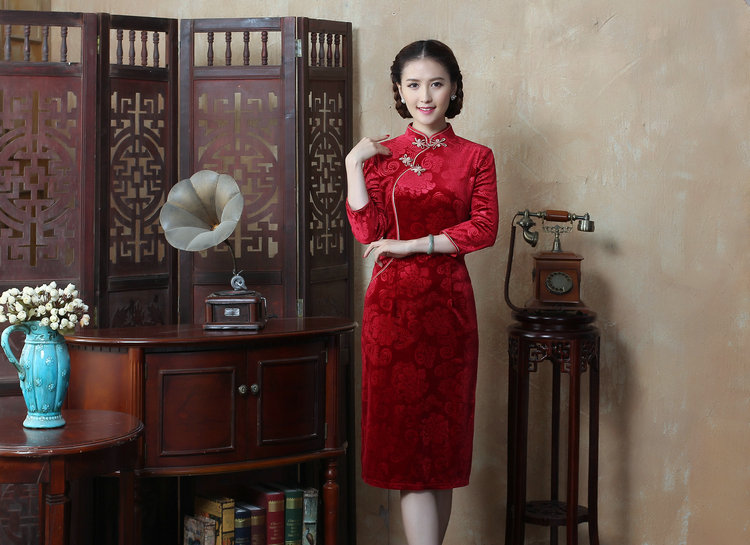Dan smoke autumn and winter new Chinese women's Mock-neck 7 cuff scouring pads qipao Sau San improvement long cheongsam dress figure color M brand, prices, picture platters! The elections are supplied in the national character of distribution, so action, buy now enjoy more preferential! As soon as possible.