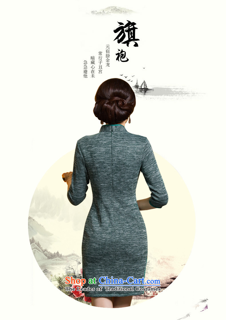 The ink from the cold 2015 retro 歆 knitting gross new autumn qipao?) 7 to load in the Cuff mother qipao cheongsam dress QD296 older improved green M picture, prices, brand platters! The elections are supplied in the national character of distribution, so action, buy now enjoy more preferential! As soon as possible.