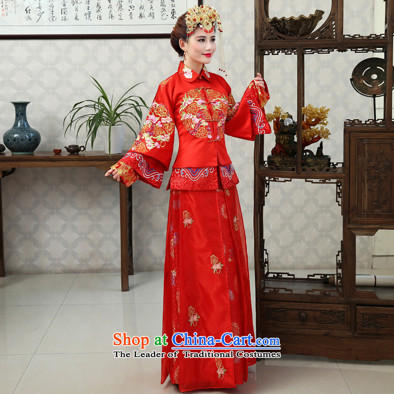 Sau Yi Ho Wo Service bridal dresses Chinese wedding dress 2015 new winter red bows wedding dress qipao Soo kimono red retro L code waist 2.1 foot, Yi (LANYI) , , , shopping on the Internet