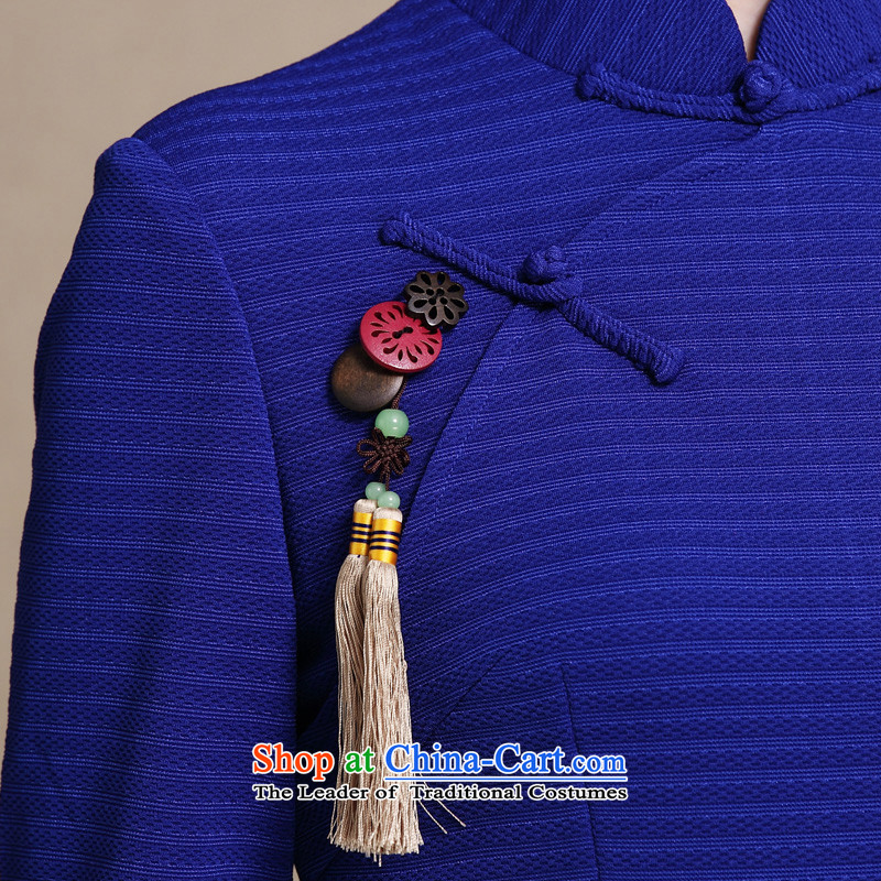 The blue long-sleeved 2015 Xuan 歆 qipao fall inside the new stylish retro ethnic improved cheongsam dress in long skirt Y3199 qipao blue ink 歆 M (MOXIN) , , , shopping on the Internet