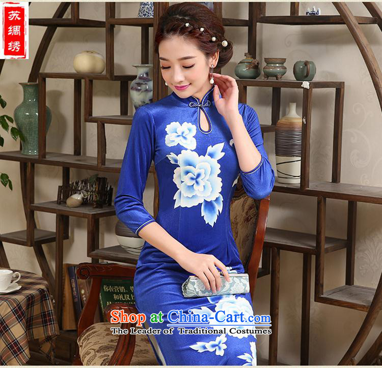 Mano-hwan's long qipao 2015 autumn and winter blue velvet curtains of new mothers with skirt cheongsam dress photo color M brand, prices, picture platters! The elections are supplied in the national character of distribution, so action, buy now enjoy more preferential! As soon as possible.
