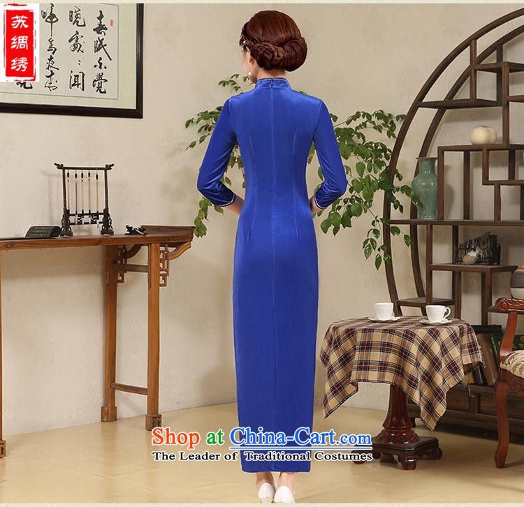 Mano-hwan's long qipao 2015 autumn and winter blue velvet curtains of new mothers with skirt cheongsam dress photo color M brand, prices, picture platters! The elections are supplied in the national character of distribution, so action, buy now enjoy more preferential! As soon as possible.