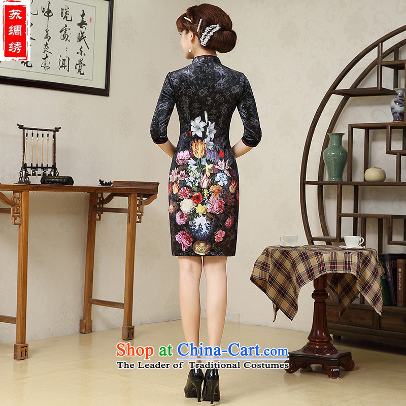 Mano-hwan's 2015 winter new qipao scouring pads, long-sleeved cheongsam dress upscale improved picture color L, card qipao Shan House (KASHAN.JJ) , , , shopping on the Internet