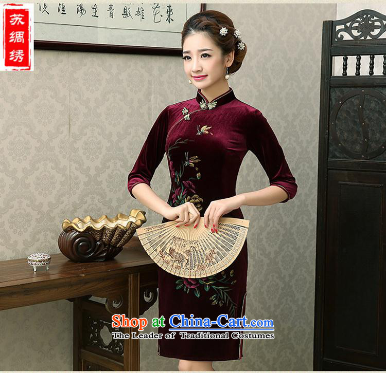 Mano-hwan's new 2015 qipao scouring pads of autumn and winter dresses retro improved upmarket long-sleeved temperament, Red XXL picture, prices, brand platters! The elections are supplied in the national character of distribution, so action, buy now enjoy more preferential! As soon as possible.