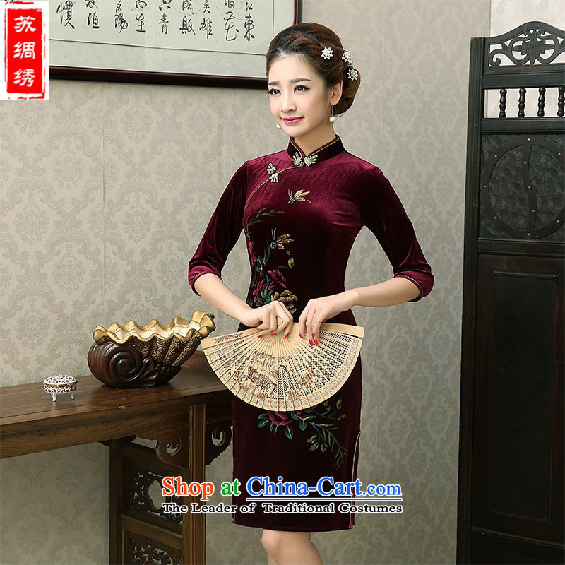 Mano-hwan's new 2015 qipao scouring pads of autumn and winter dresses retro improved upmarket long-sleeved red XXL, Ms. Aura card Shan (KASHAN.JJ CHRISTMASTIME) , , , shopping on the Internet