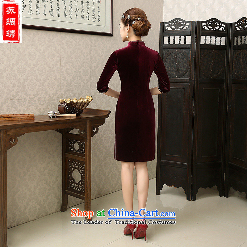 Mano-hwan's new 2015 qipao scouring pads of autumn and winter dresses retro improved upmarket long-sleeved red XXL, Ms. Aura card Shan (KASHAN.JJ CHRISTMASTIME) , , , shopping on the Internet