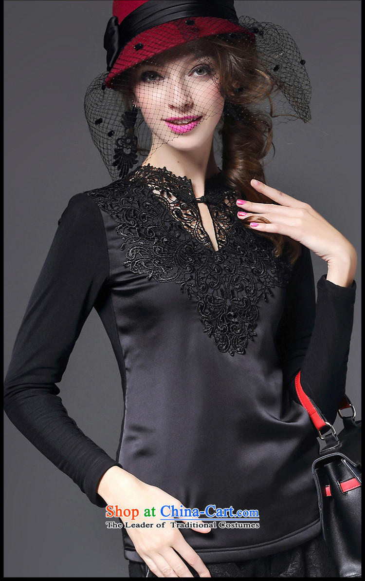 The Black Butterfly Western women's high-end 2015 winter new lace the lint-free high-collar shirt, forming the thick long-sleeved shirt with lace forming the female black L picture, prices, brand platters! The elections are supplied in the national character of distribution, so action, buy now enjoy more preferential! As soon as possible.