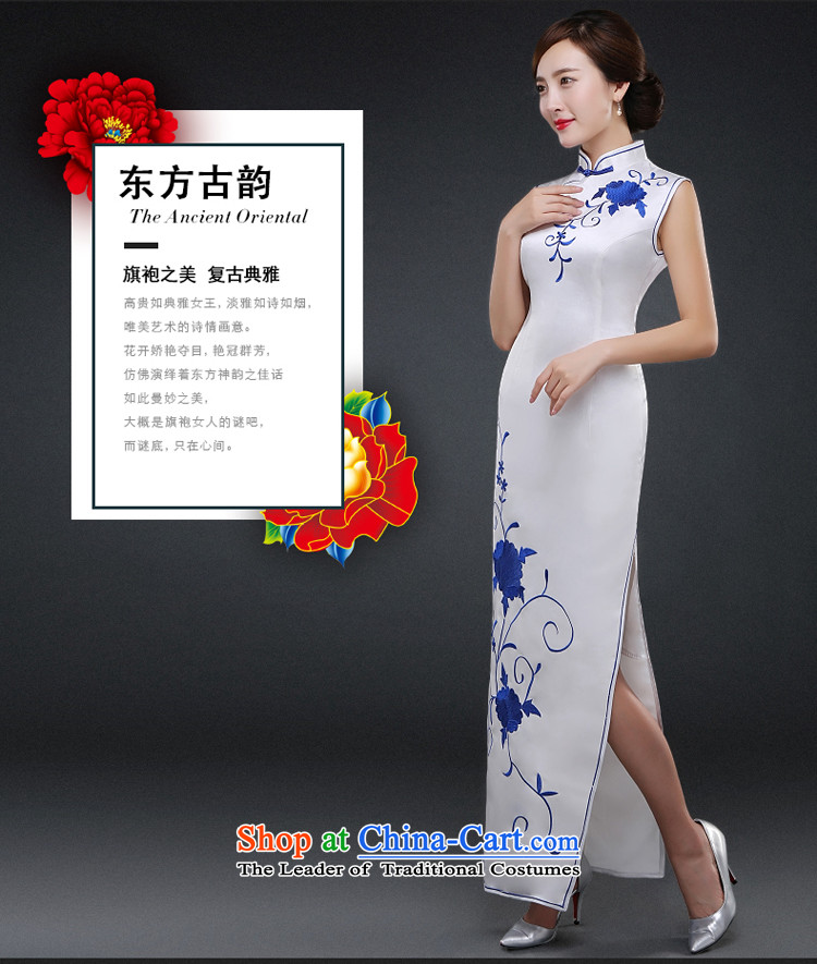 Hillo XILUOSHA) Lisa (Republic of Korea wind qipao autumn porcelain qipao female etiquette qipao long stage performances by 2015 new autumn embroidery White M picture, prices, brand platters! The elections are supplied in the national character of distribution, so action, buy now enjoy more preferential! As soon as possible.