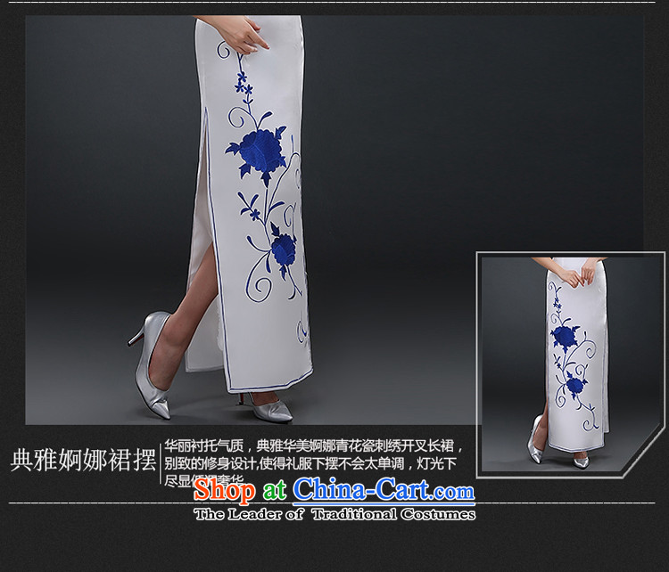 Hillo XILUOSHA) Lisa (Republic of Korea wind qipao autumn porcelain qipao female etiquette qipao long stage performances by 2015 new autumn embroidery White M picture, prices, brand platters! The elections are supplied in the national character of distribution, so action, buy now enjoy more preferential! As soon as possible.
