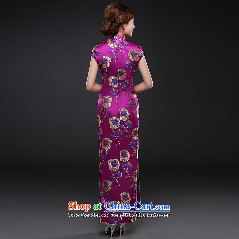 Hillo XILUOSHA)2015 Lisa (autumn and winter new cheongsam dress improved Stylish retro look of the forklift truck load of bride services show bows show purple , L HILLO Lisa (XILUOSHA) , , , shopping on the Internet
