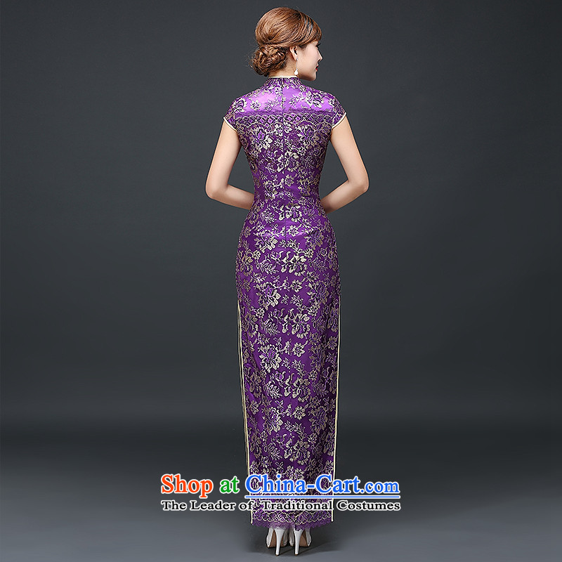 Hillo XILUOSHA)2015 Lisa (new retro cheongsam long qipao autumn ritual of Sau San Chinese cheongsam dress brides mother bows to purple , L HILLO Lisa (XILUOSHA) , , , shopping on the Internet
