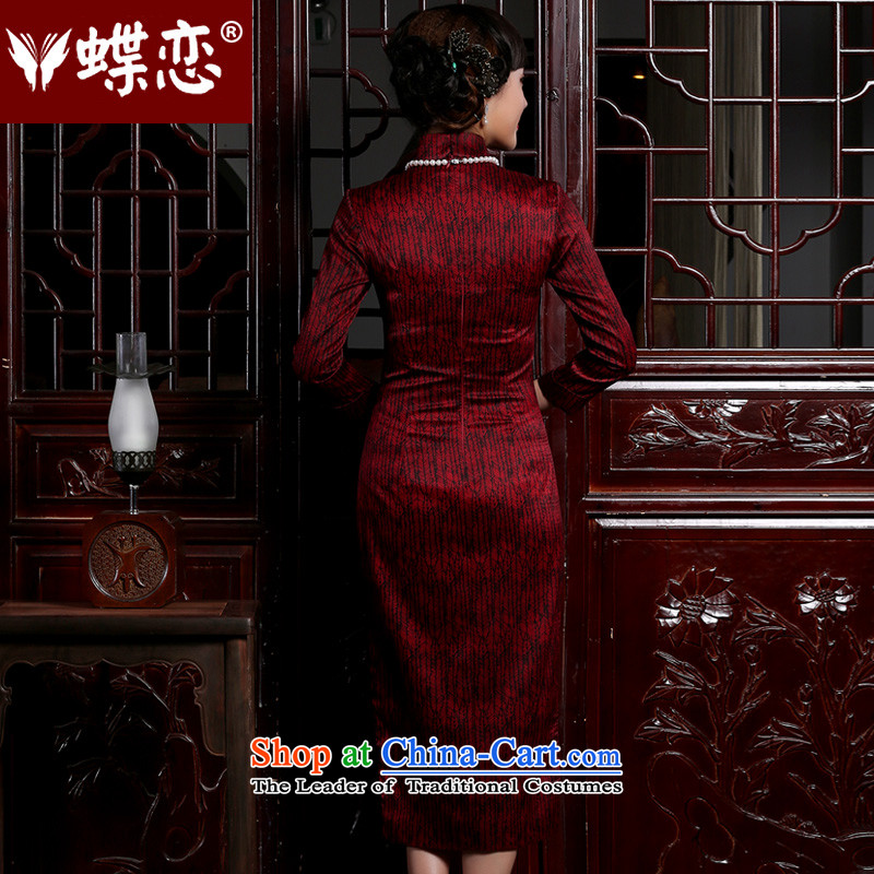 The Butterfly Lovers 2015 autumn and winter new retro long Sau San cheongsam dress stylish Silk Cheongsam daily improved chestnut horses XL, Butterfly Lovers , , , shopping on the Internet