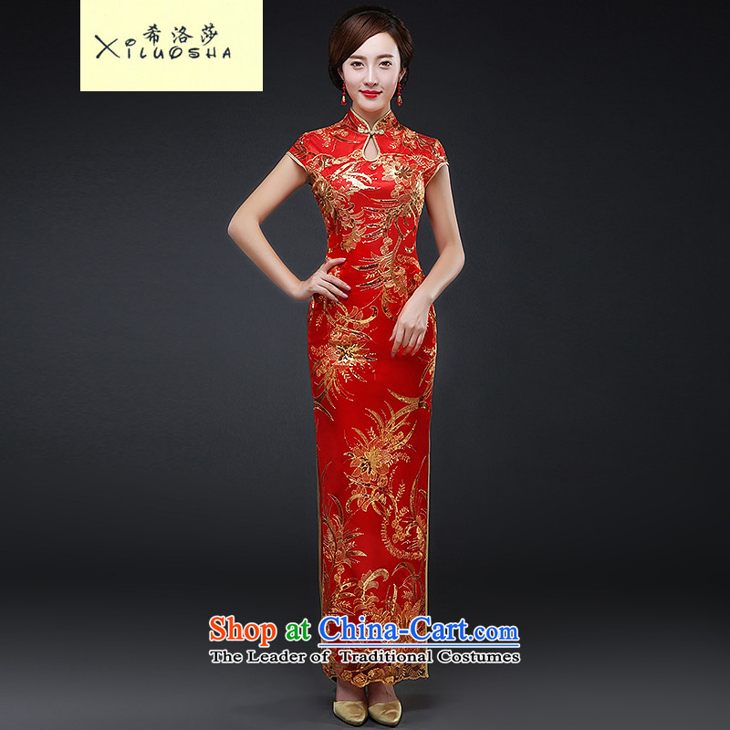 Hillo XILUOSHA_ Lisa _bows services qipao autumn will long embroidery Chinese cheongsam dress bridal dresses MOM Pack 2015 New Red?XL