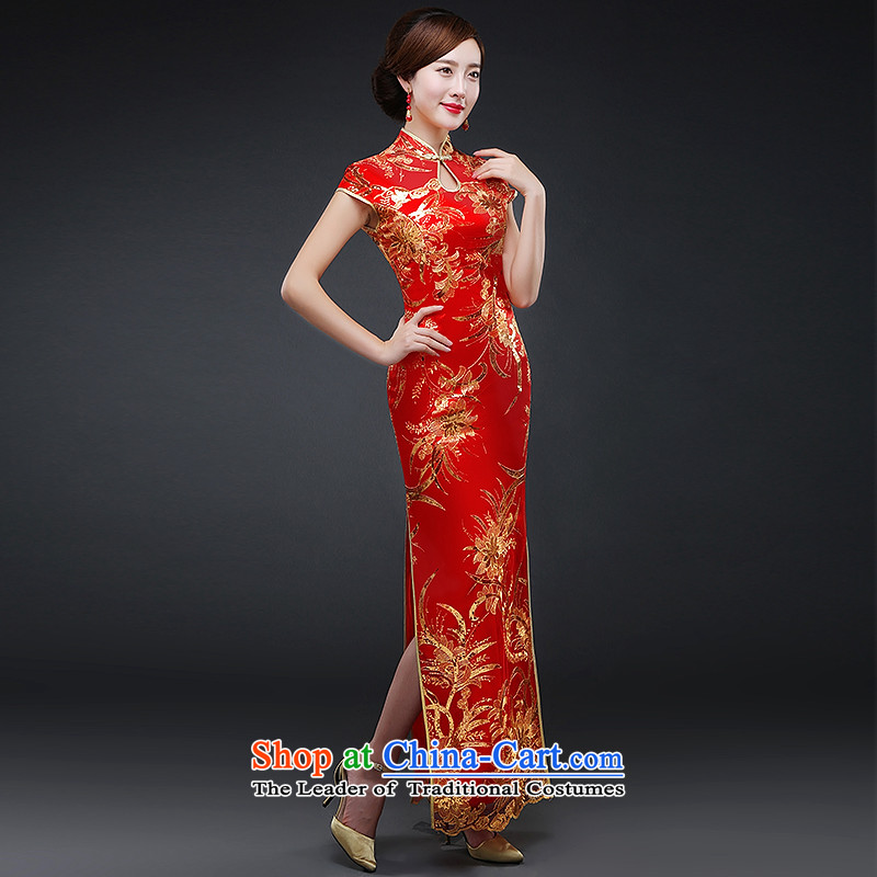 Hillo XILUOSHA) Lisa (bows services qipao autumn will long embroidery Chinese cheongsam dress bridal dresses MOM Pack 2015 New Red XL, Hillo Lisa (XILUOSHA) , , , shopping on the Internet