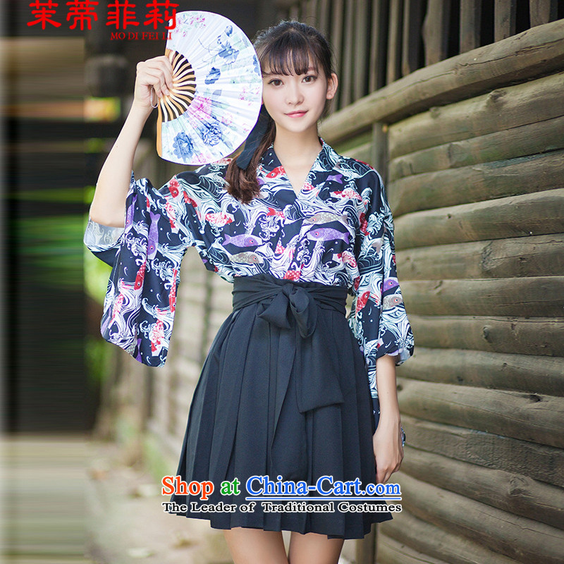 Energy Tifi Li kimono girls improved kimono Yu T-shirt + like Susy Nagle woven skirts stylish girl half and deep blue?m?long_