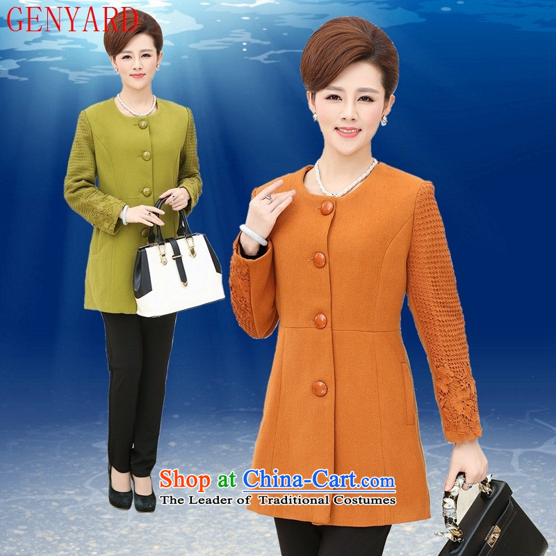 In the number of older women's GENYARD long-sleeved mother in long wool a wool coat Europe a wool coat?No. 2-color?4XL