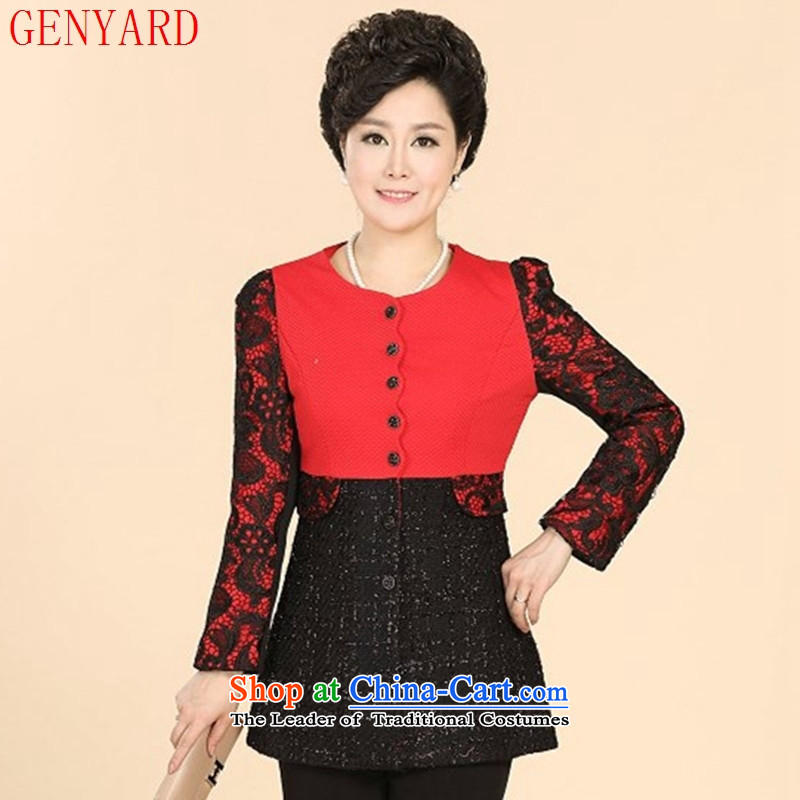 In the number of older women's GENYARD new moms with Korean long-sleeved sweater Korean Wind Jacket female black?3XL