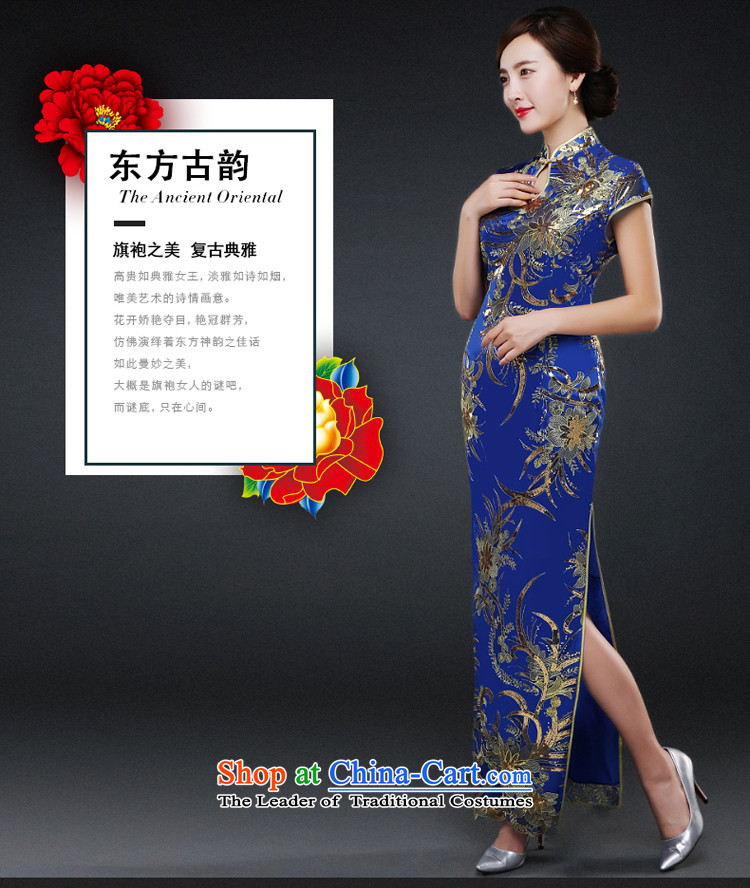 Hillo XILUOSHA) Lisa (Republic of Korea wind qipao autumn and winter new wedding dress costume bride services、Qipao Length of bows CHINESE CHEONGSAM with mother Blue M picture, prices, brand platters! The elections are supplied in the national character of distribution, so action, buy now enjoy more preferential! As soon as possible.