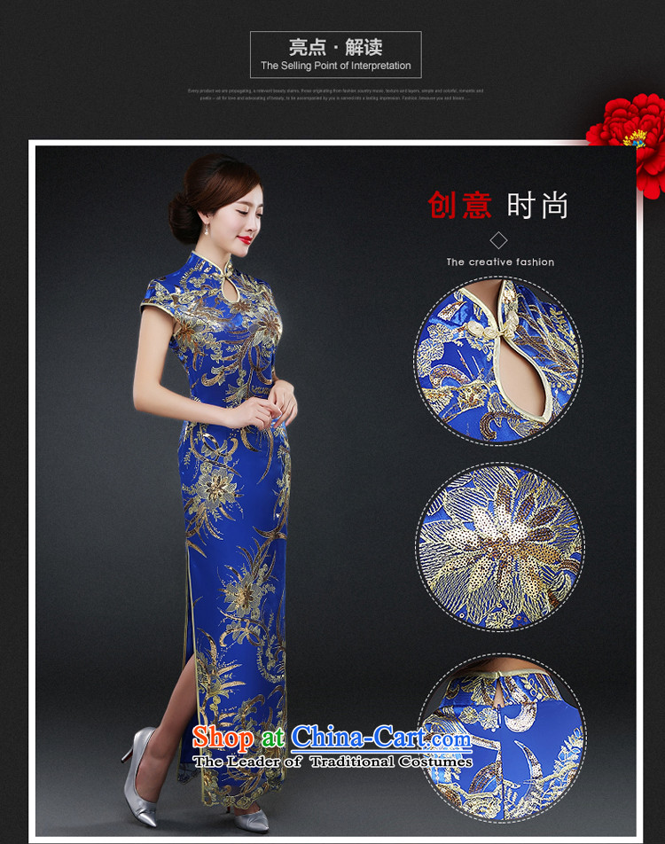 Hillo XILUOSHA) Lisa (Republic of Korea wind qipao autumn and winter new wedding dress costume bride services、Qipao Length of bows CHINESE CHEONGSAM with mother Blue M picture, prices, brand platters! The elections are supplied in the national character of distribution, so action, buy now enjoy more preferential! As soon as possible.