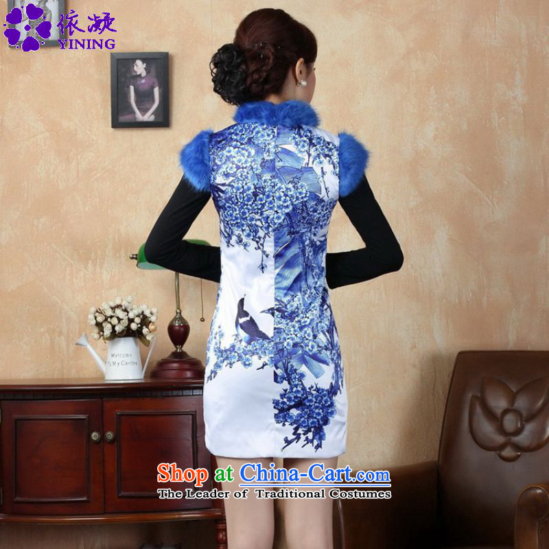 In accordance with the Fuser OF ETHNIC CHINESE WOMEN'S improved dresses collar Classic tray clip suit stitching of Sau San Tong loaded short winter qipao ancient /Y0017# figure S, in accordance with the fuser has been pressed shopping on the Internet