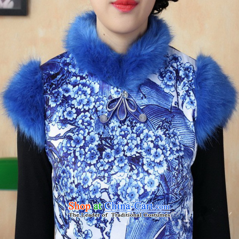 In accordance with the Fuser OF ETHNIC CHINESE WOMEN'S improved dresses collar Classic tray clip suit stitching of Sau San Tong loaded short winter qipao ancient /Y0017# figure S, in accordance with the fuser has been pressed shopping on the Internet