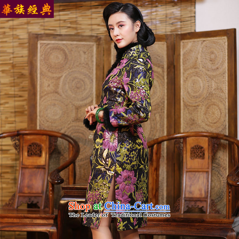 China Ethnic classic folder cotton qipao skirt new autumn 2015 daily Chinese antique dresses long-sleeved elegant winter clothing suit S, China Ethnic Classic (HUAZUJINGDIAN) , , , shopping on the Internet