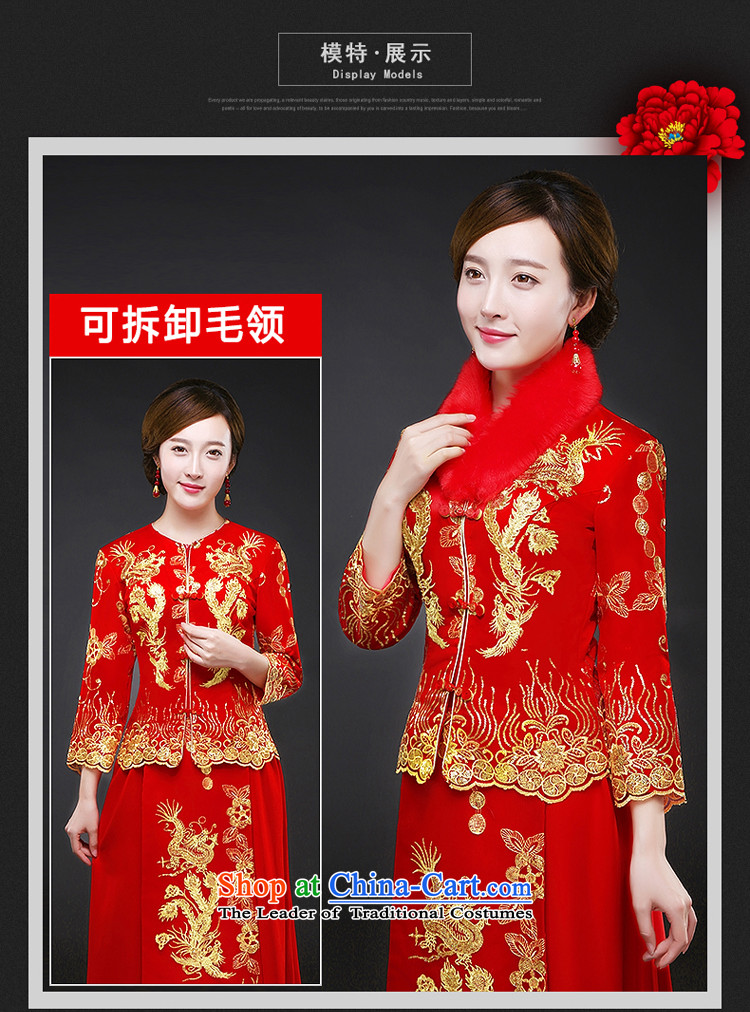 Hillo XILUOSHA) Lisa (bows services qipao long marriage of Chinese qipao gown longfeng use the bride-soo Wo Service 2015 new autumn and winter red XL Photo, prices, brand platters! The elections are supplied in the national character of distribution, so action, buy now enjoy more preferential! As soon as possible.