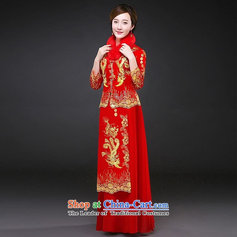 Hillo XILUOSHA) Lisa (bows services qipao long marriage of Chinese qipao gown longfeng use the bride-soo Wo Service 2015 new autumn and winter red XL, Hillo Lisa (XILUOSHA) , , , shopping on the Internet