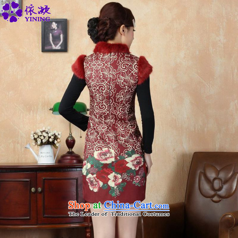 In accordance with the fuser retro OF ETHNIC CHINESE WOMEN'S improved stamp short of Sau San Tong replacing old winter qipao /Y0019# 2XL, figure in accordance with the fuser has been pressed shopping on the Internet