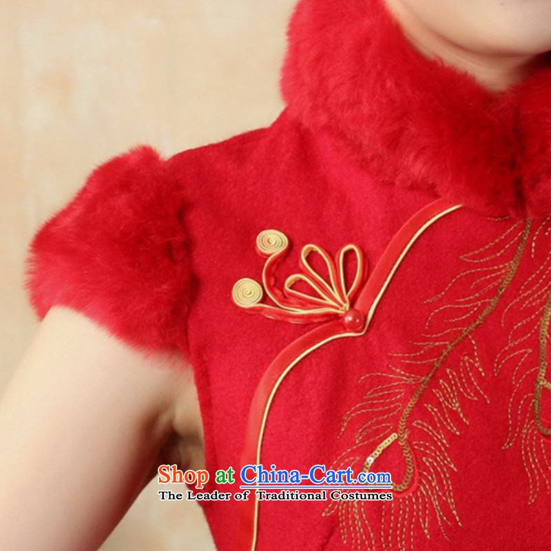 In accordance with the improved Chinese women's fuser dresses ethnic Classic tray clip short of Sau San Tong replacing old winter qipao /Y0020# RED XL, in accordance with the fuser has been pressed shopping on the Internet