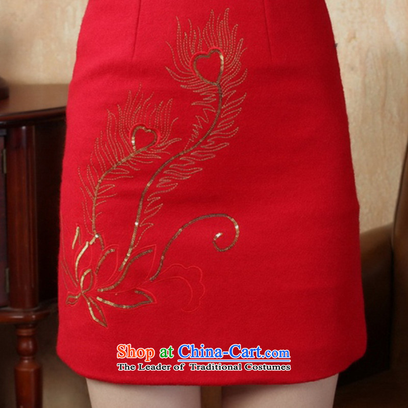 In accordance with the improved Chinese women's fuser dresses ethnic Classic tray clip short of Sau San Tong replacing old winter qipao /Y0020# RED XL, in accordance with the fuser has been pressed shopping on the Internet