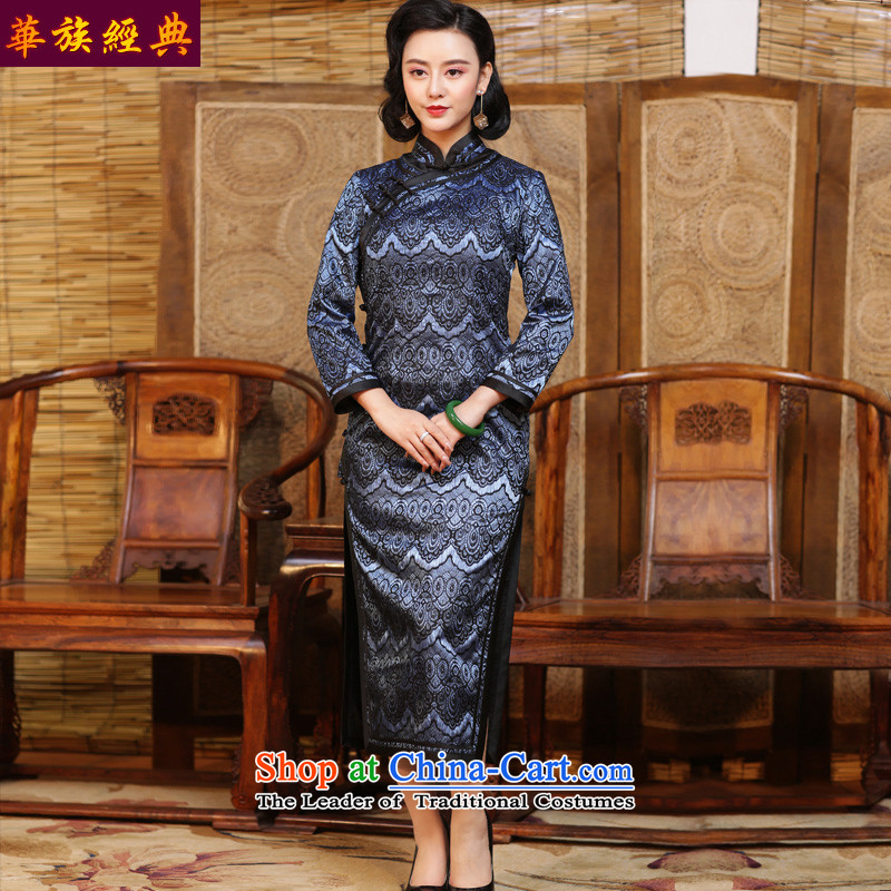 China-republic of korea lace qipao classic skirt 2015 new autumn and winter long-sleeved long skirt Chinese improved abounds qipao - pre-sale 15 days , L, ethnic Chinese Classic (HUAZUJINGDIAN) , , , shopping on the Internet