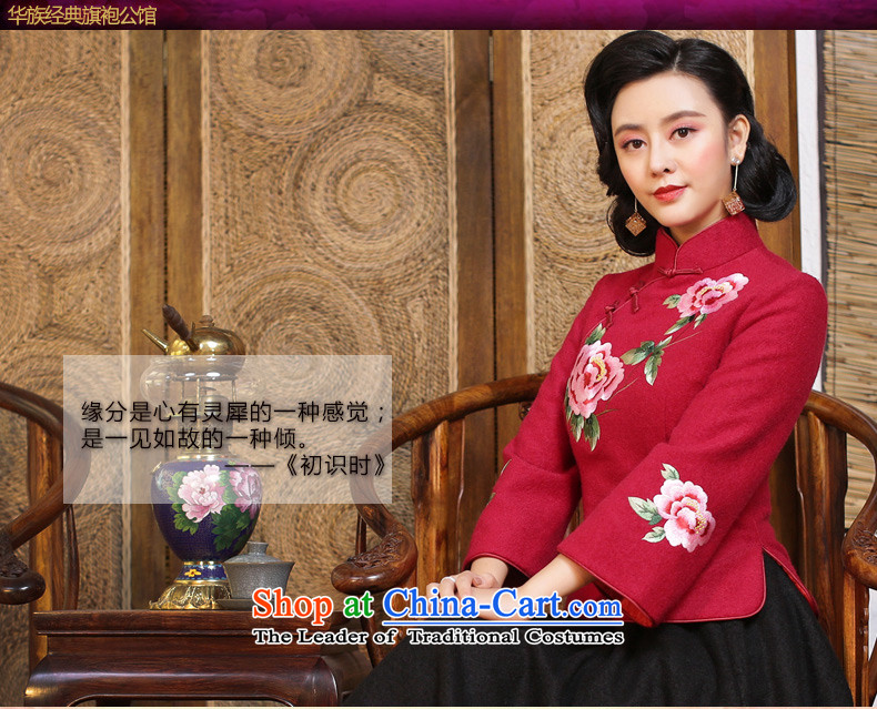 The Republic of Korea, China ethnic classic wind embroidery Tang Dynasty Chinese qipao Ms. shirt Fall/Winter Collections tea arts garment China wind in red S picture, prices, brand platters! The elections are supplied in the national character of distribution, so action, buy now enjoy more preferential! As soon as possible.