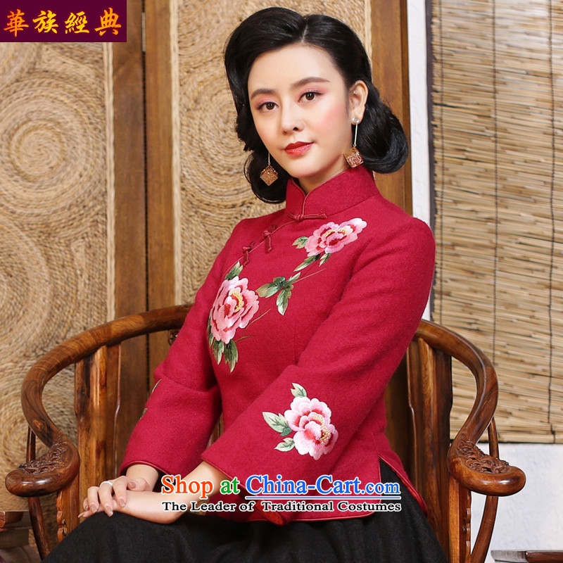 The Republic of Korea, China ethnic classic wind embroidery Tang Dynasty Chinese qipao Ms. shirt Fall/Winter Collections tea arts garment China wind of Red China S Classic (HUAZUJINGDIAN Serb) , , , shopping on the Internet