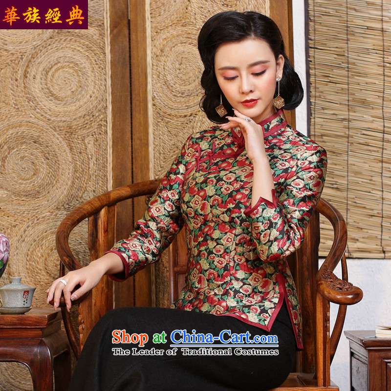 China-Tang dynasty Classic Ms. Fall_Winter Collections Of Korea wind long-sleeved T-shirt cheongsam dress jacket Sau San abounds improved Chinese - 15 days pre-sale XL