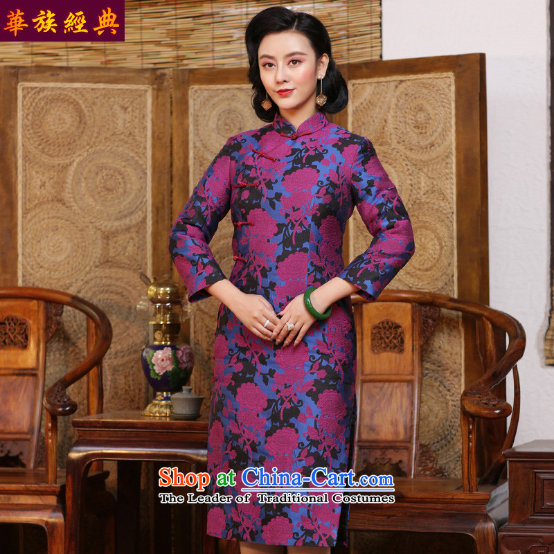 China ethnic Chinese in long-sleeved Long Classic of daily Sau San retro cheongsam dress of autumn and winter wind of the Republic of Korea - pre-sale elegant floral XXXL, 15 days China Ethnic Classic (HUAZUJINGDIAN) , , , shopping on the Internet