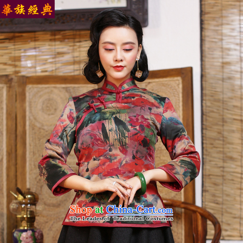 Chinese Classic cheongsam shirt clip-cotton Ms. Tang Dynasty Chinese improved Han-Republic of Korea 2015 autumn and winter coat wind load suit - 15 days pre-sale M