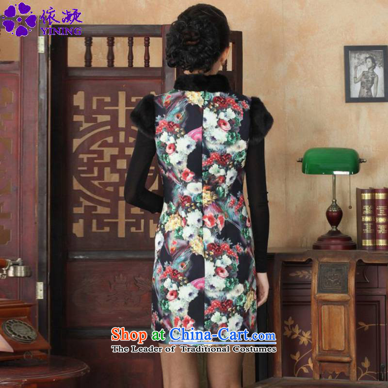 In accordance with the new fuser winter of ethnic Chinese women's classical disk improved clip Tang dynasty, Sau San short qipao ancient /Y0026# figure , L, in accordance with the fuser has been pressed shopping on the Internet
