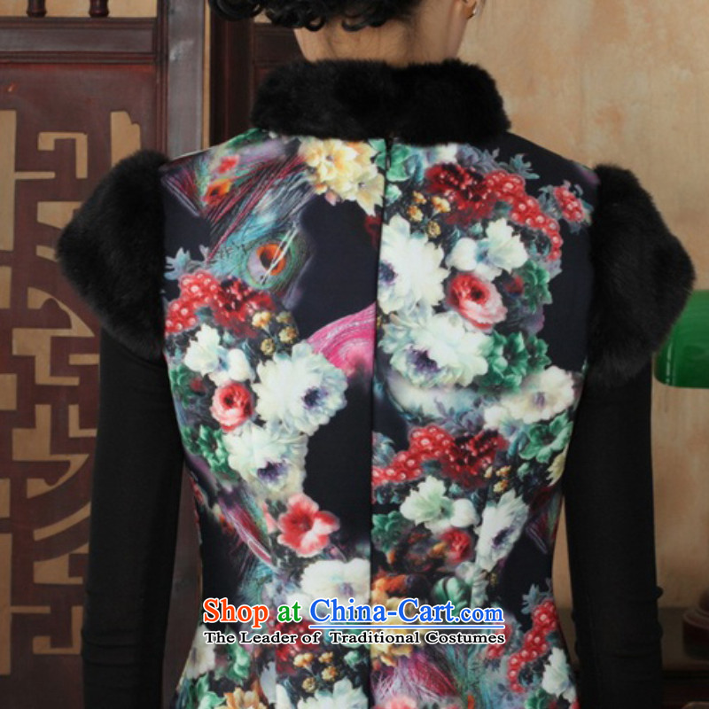 In accordance with the new fuser winter of ethnic Chinese women's classical disk improved clip Tang dynasty, Sau San short qipao ancient /Y0026# figure , L, in accordance with the fuser has been pressed shopping on the Internet