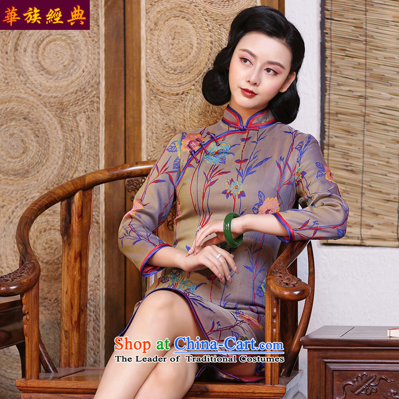 The cheongsam dress 2015 new improved stylish Fall_Winter Collections of 7 cuff ethnic skirt cheongsam dress suits of old Shanghai - 15 days pre-sale?S