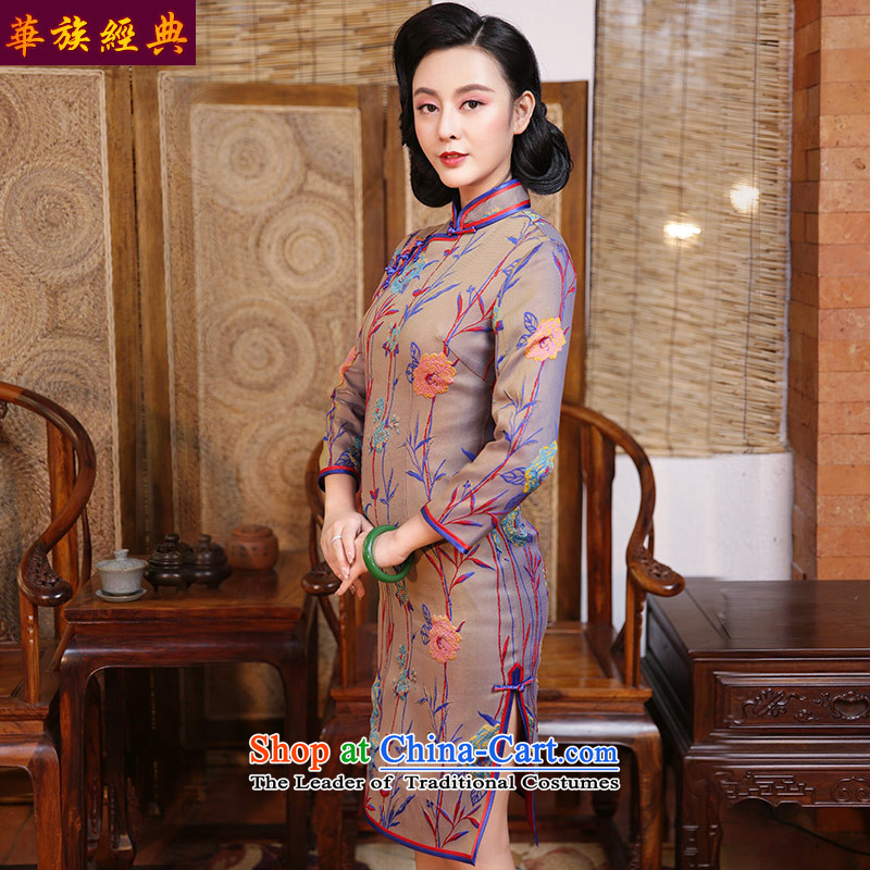 The cheongsam dress 2015 new improved stylish Fall/Winter Collections of 7 cuff ethnic skirt cheongsam dress suits of old Shanghai - 15 days pre-sale S, China Ethnic Classic (HUAZUJINGDIAN) , , , shopping on the Internet